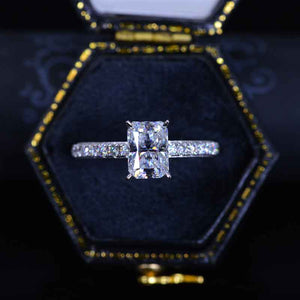 1 Carat Giliarto Radiant Moissanite Hidden Halo Engagement 14K White Gold Ring