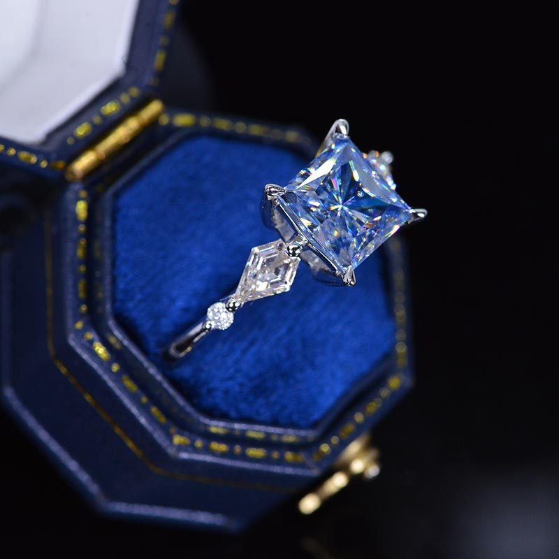 Fancy Blue Diamond Pear Shape Set In The FLorence Ring