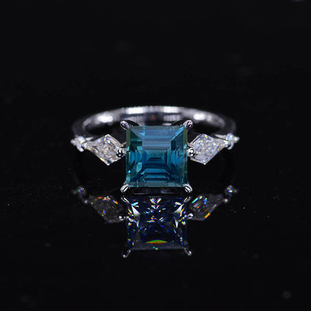 3 Carat Princess Cut Teal Sapphire Engagement Ring