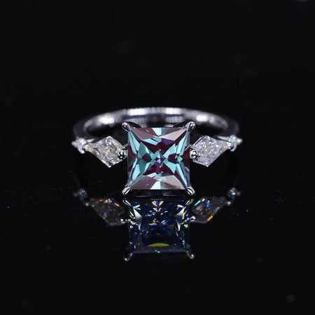 3 Carat Princess Cut Blue Alexandrite Engagement Ring