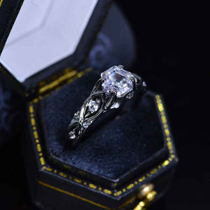 14K Black Gold Hexagon Moissanite Celtic Engagement Ring