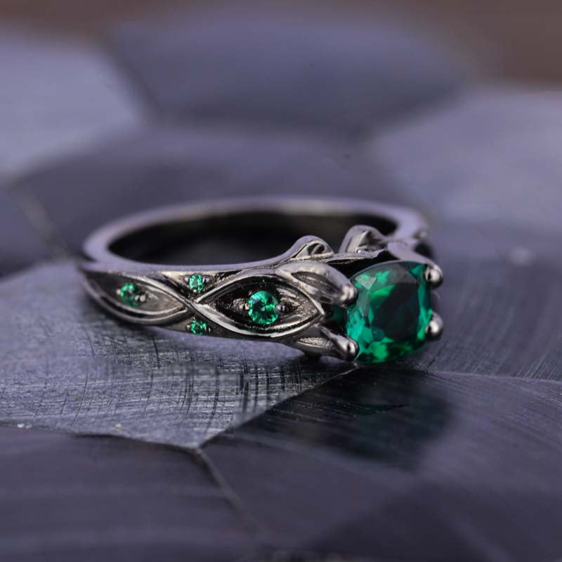 14K Black Gold Emerald Celtic Engagement Ring – BELLAWIE