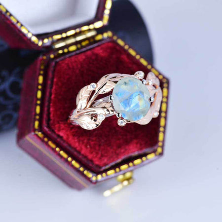 2.0 Carat Moonstone Floral Gold Engagement Ring