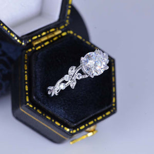 Moissanite Floral White Gold Engagement Ring