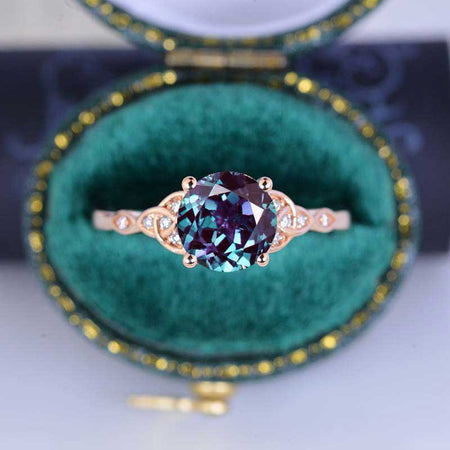 2 Carat Alexandrite Celtic Engagement Ring 14K Yellow Gold  Model 752-8