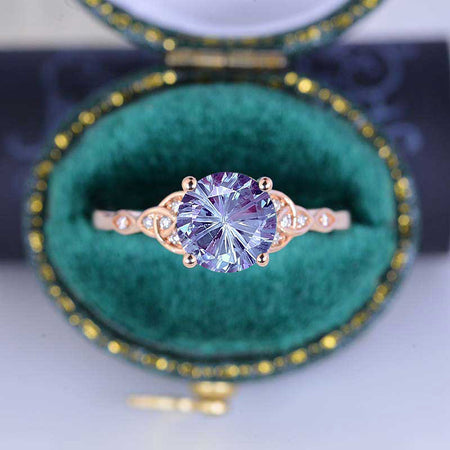 3 Carat Fireworks Cut Alexandrite Celtic Engagement Ring 14K White Gold