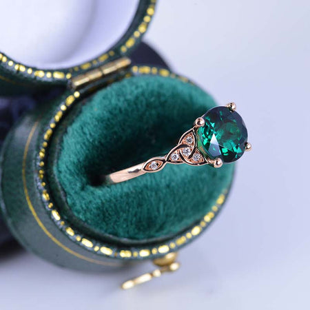 2 Carat Emerald Celtic Engagement Ring 14K Yellow Gold