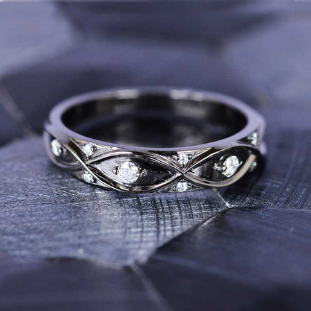 Celtic Moissanite Wedding 14K Black Gold Ring