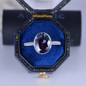 3 Carat Oval Alexandrite  Bezel Set Gold Engagement Ring
