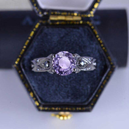 14K Black Gold Celtic Purple Sapphire Engagement Ring