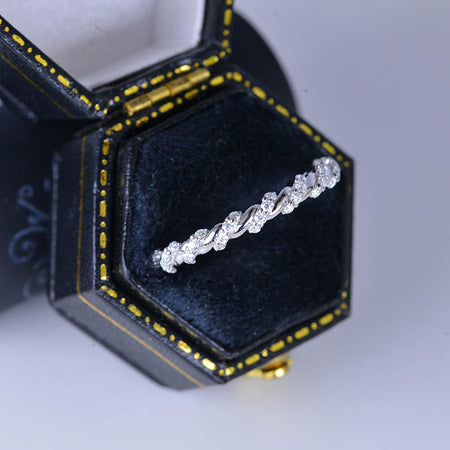 14K White 1/8 CTW Moissanite Pavé Twisted Anniversary Band