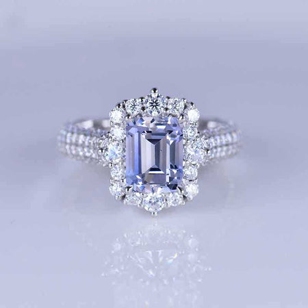 2 Carat Vintage Style Radiant Cut Purple Sapphire White Gold Engagement Ring