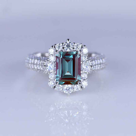 2 Carat Vintage Style Radiant Cut Alexandrite White Gold Engagement Ring