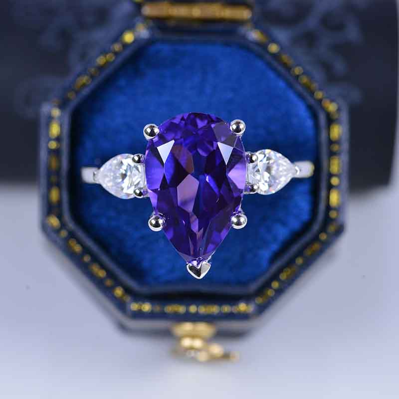 5.5 Pear Cut Lavender Purple Sapphire White Gold Engagement Ring