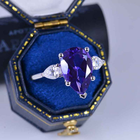 5.5 Pear Cut Lavender Purple Sapphire White Gold Engagement Ring