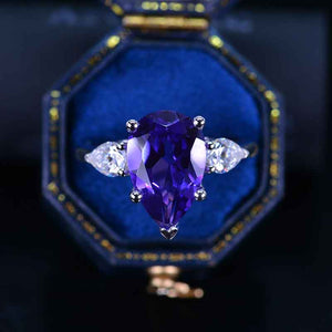 Special Deal 5.5 Pear Cut Lavender Purple Sapphire White Gold Engagement Ring