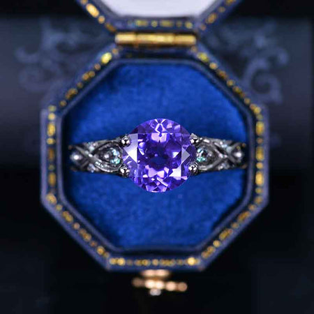 14K Black Gold 3 Carat Sapphire Celtic Engagement Ring