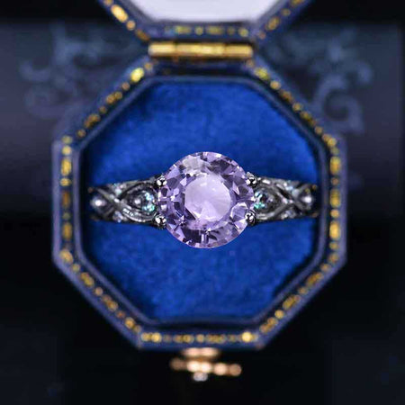14K Black Gold 3 Carat Purple Sapphire Celtic Engagement Ring