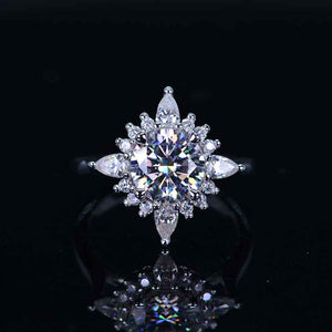 2 Carat Round Snowflake Start Halo Engagement Ring