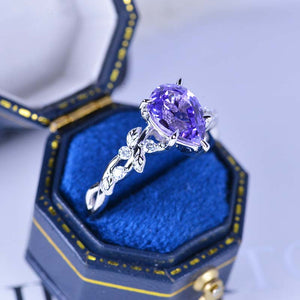 3 Carat Lavender Sapphire Pear Cut Floral Gold Engagement Ring