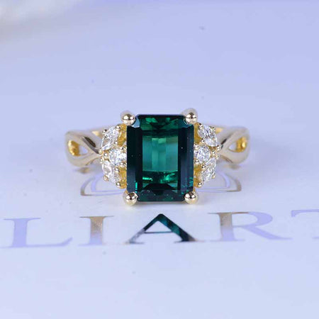3 Carat Emerald Cut Emerald  Stone Twisted Shank Engagement Ring