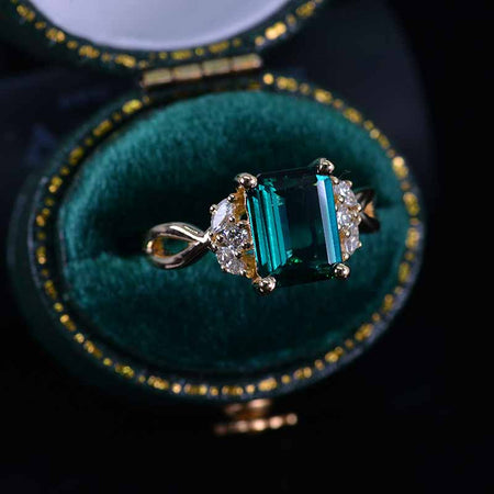 3 Carat Emerald Cut Emerald  Stone Twisted Shank Engagement Ring