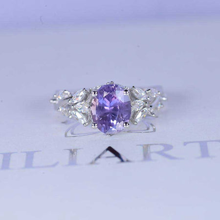 Celtic 2 Carat Oval Purple Sapphire 14K White Gold  Engagement Ring