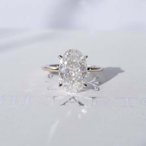 7 Carat Oval Cut Moissanite Ring, Hidden Halo Gold Engagement Ring