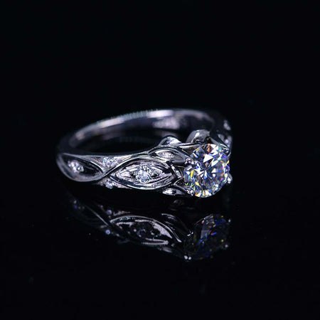 14K White Gold Moissanite Celtic Engagement Ring