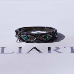 Celtic Emerald Wedding 14K Black Gold Ring