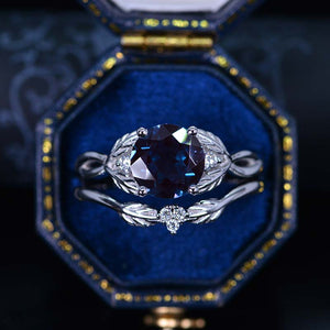 2 Carat Alexandrite Floral Shank Gold Engagement Ring