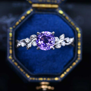 Lavender Purple Sapphire Floral White Gold Engagement Ring