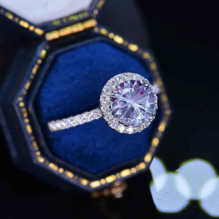 2 Carat Fireworks Cut Alexandrite Halo Gold Engagement Promissory Ring