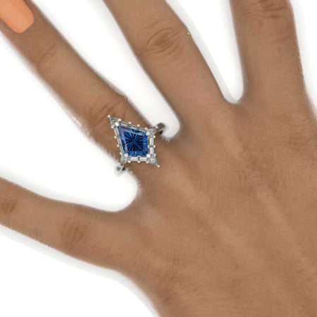 2.5 Carat Kite Fantasy Cut Alexandrite Halo Engagement Ring. 2.5CT Fancy Shape Fantasy Cut Alexandrite Ring