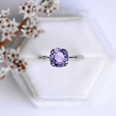2 Carat Purple Sapphire  Engagement Ring