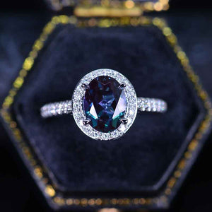 1.5 Carat Oval Alexandrite Halo Engagement Ring