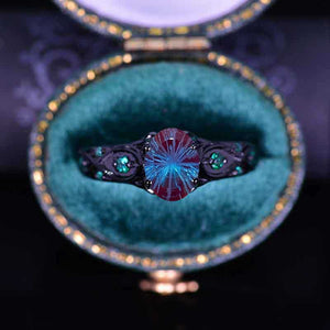 Portuguese Cut Alexandrite Floral Halo Engagement Ring Model 985-7