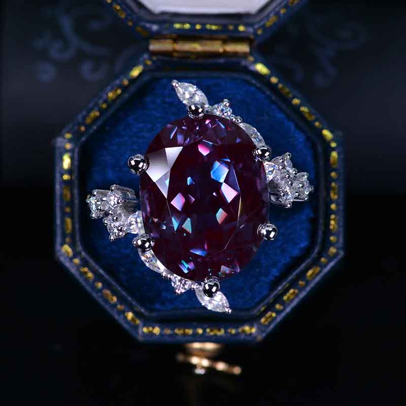 10 Carat Oval Alexandrite Floral Platinum Engagement Ring