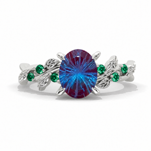 14K Rose Gold Portuguese Cut Alexandrite Celtic Engagement Ring