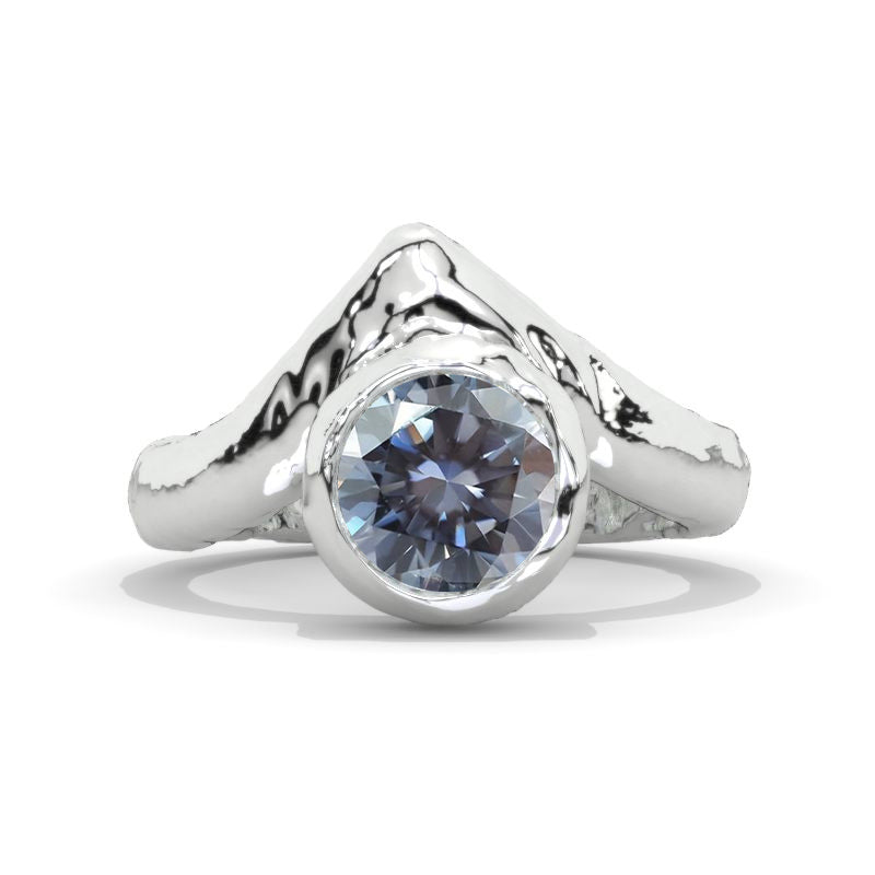 2 Carat Round Moissanite Liquid Gold Giliarto  Engagement Ring
