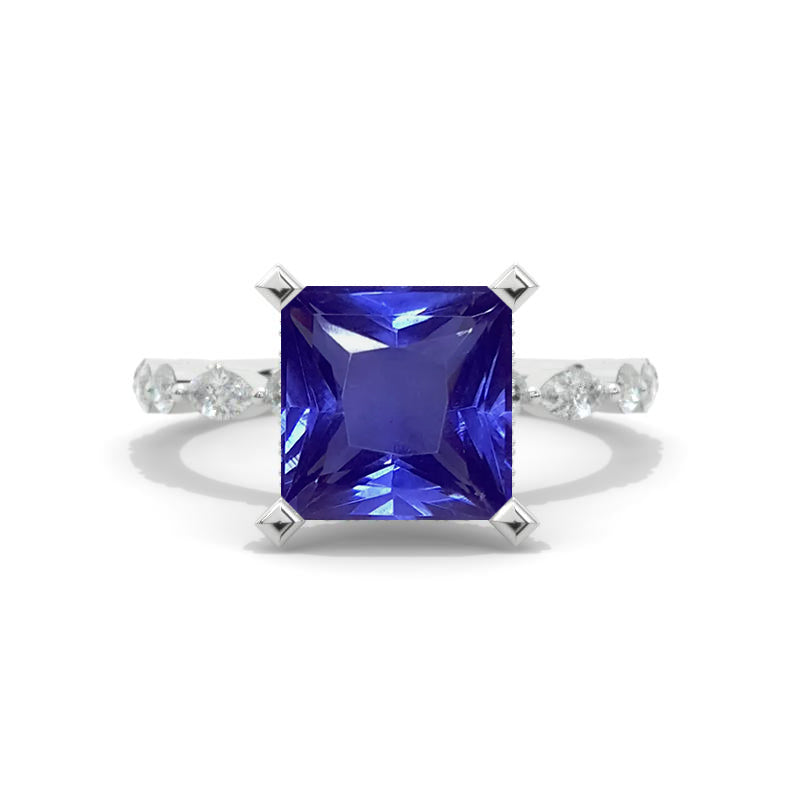 Princess Cut Natural Genuine Tanzanite White Gold Engagement Ring 11.25 14K Rose Gold