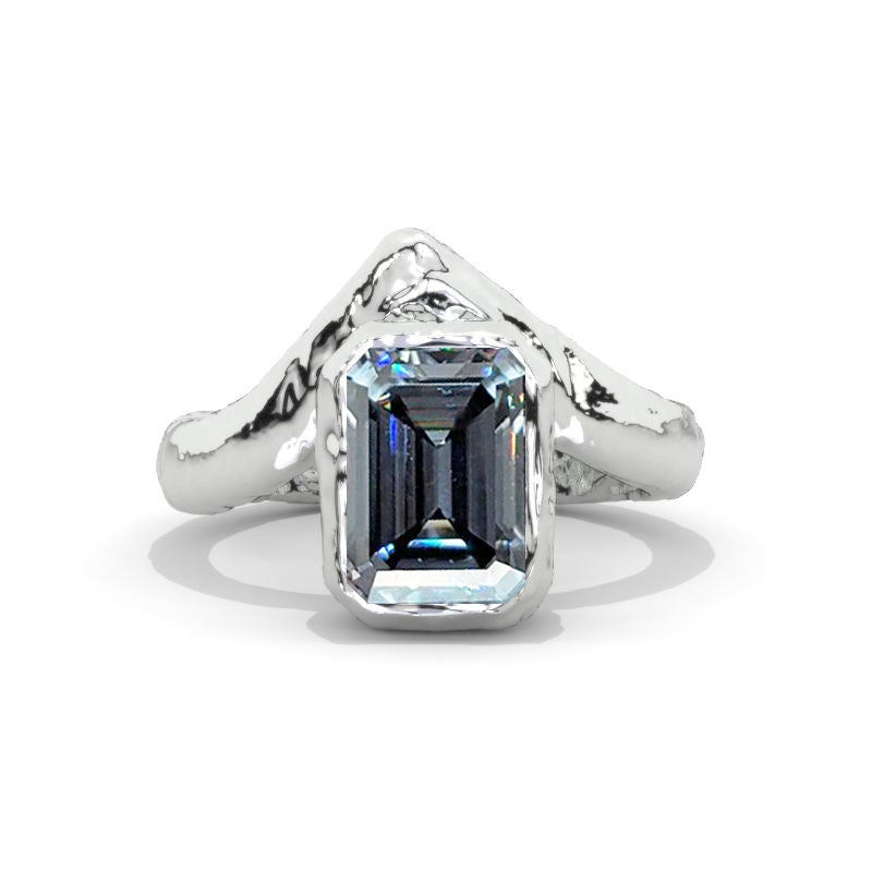 3.5 Carat Emerald Cut Moissanite Liquid Gold Giliarto  Engagement Ring
