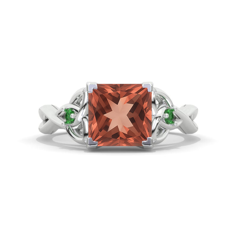 3 Carat Princess Zultanite Celtic Engagement Ring 14K White Gold Ring