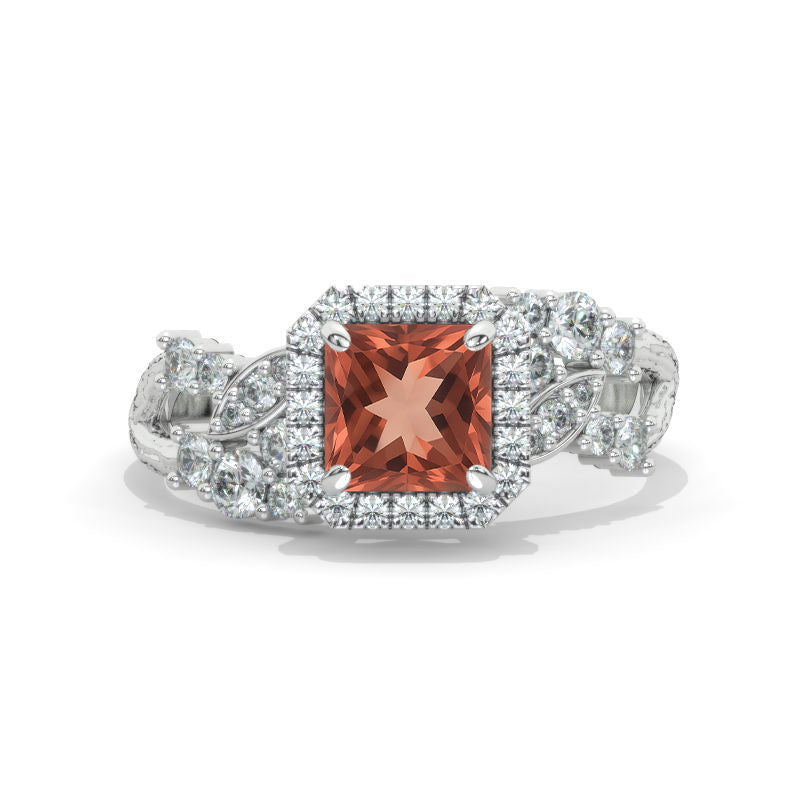 1.0 Carat Princess Halo Zultanite Engagement Ring 14K White Gold Ring Model 1221