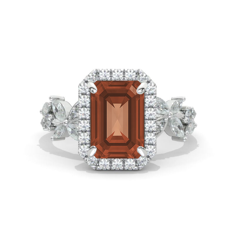 3.5 Carat Emerald Cut Halo Zultanite Engagement Ring 14K White Gold Ring Model 1227