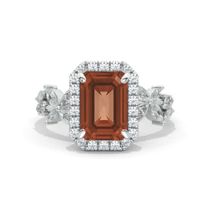 3.5 Carat Emerald Cut Halo Zultanite Engagement Ring 14K White Gold Ring Model 1227