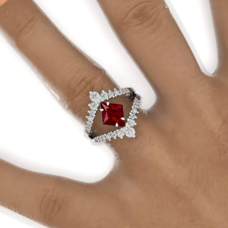 2.5 Carat Kite Ruby Engagement Ring. 2.5CT Fancy Shield Shape Ruby Ring