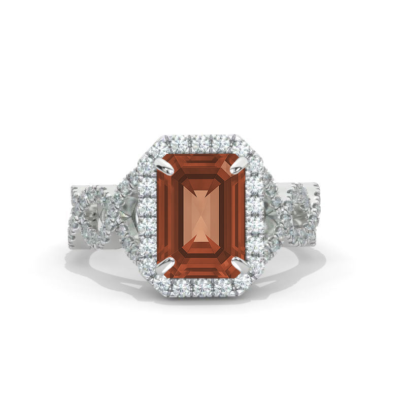 3.5 Carat Emerald Cut halo Zultanite Eternity Shank Engagement Ring 14K White Gold  Ring Model 1214