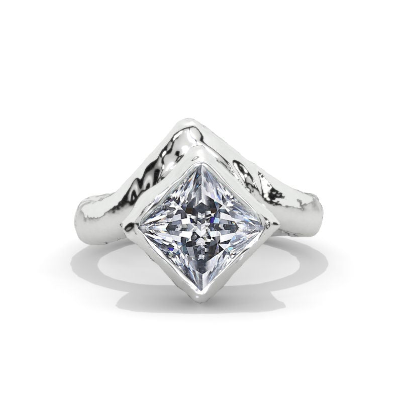 2.5 Carat Princess Cut Moissanite Liquid Gold Giliarto  Engagement Ring
