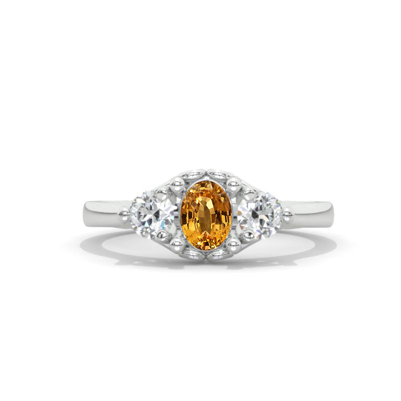 Continuum Sterling Silver 8x6 mm Genuine Yellow Citrine Oval Engagement Ring Mounting Model 854-8x6